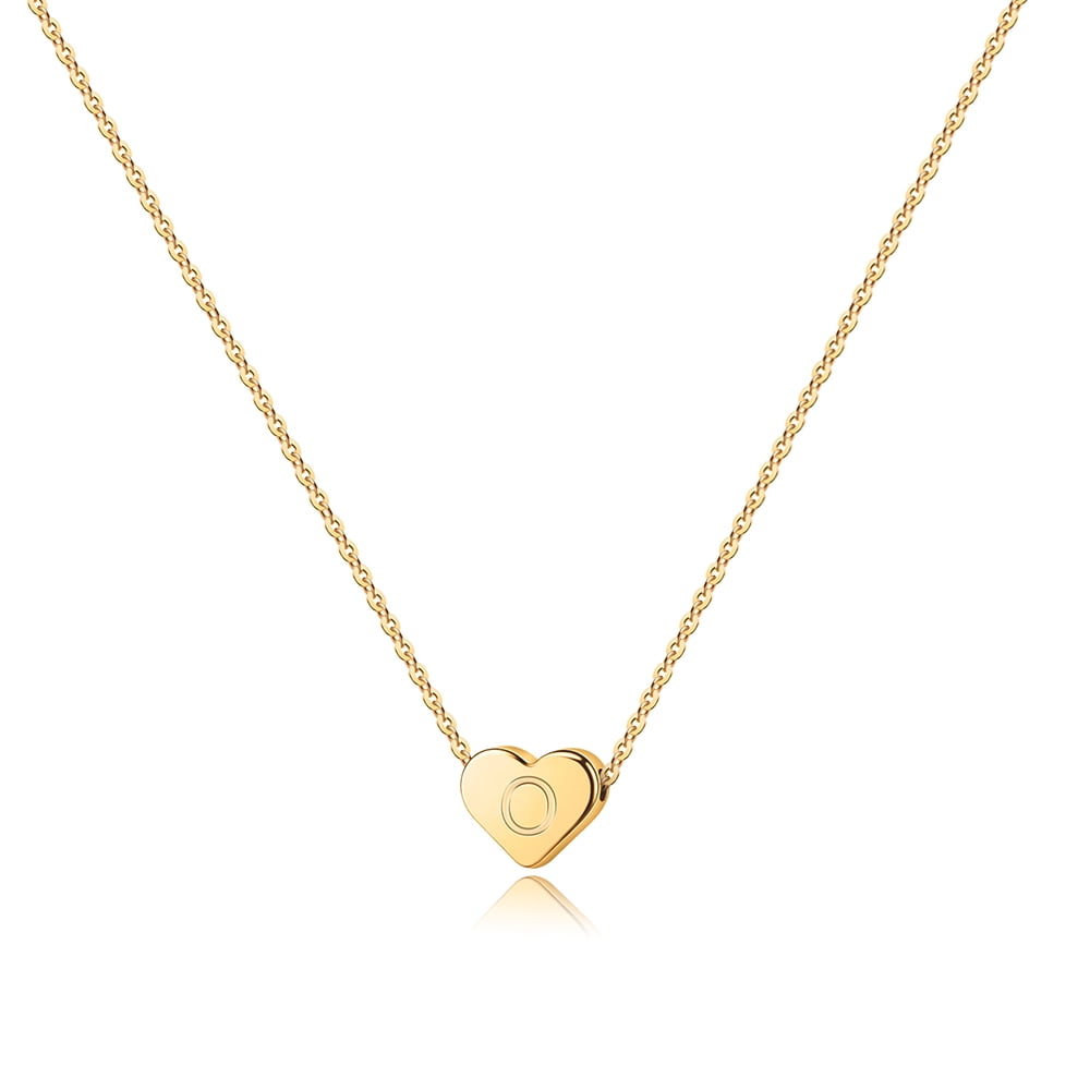14k Gold Plated Initial Heart Necklace Handmade for Women Jewelry Gift
