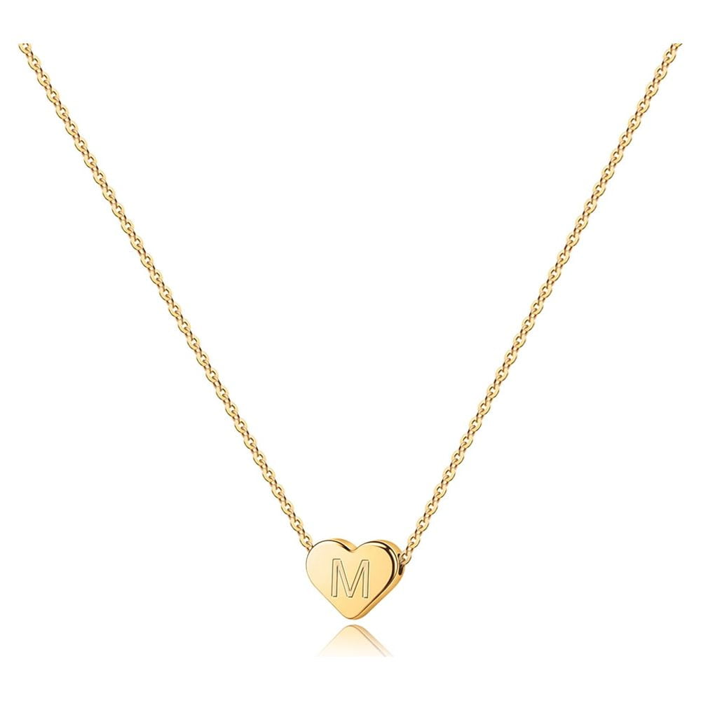 14k Gold Plated Initial Heart Necklace Handmade for Women Jewelry Gift