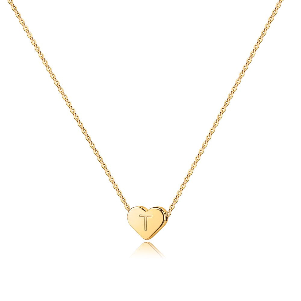 14k Gold Plated Initial Heart Necklace Handmade for Women Jewelry Gift