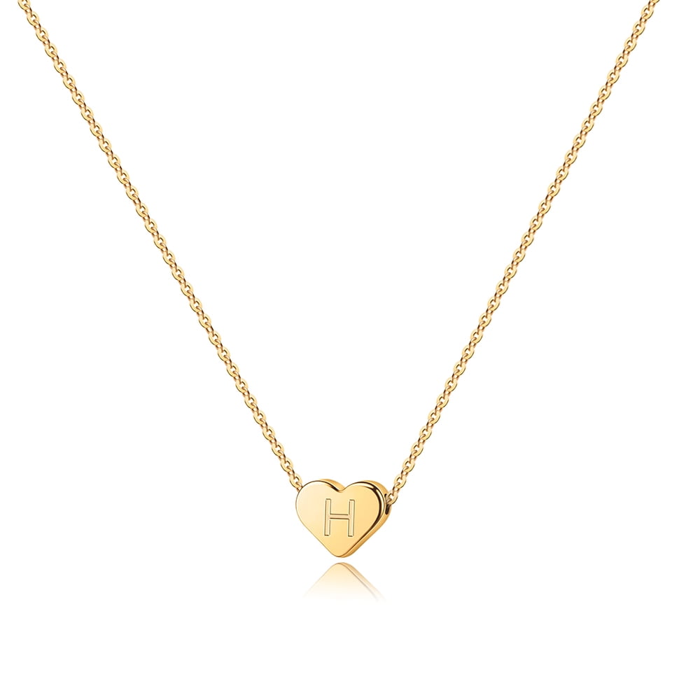 14k Gold Plated Initial Heart Necklace Handmade for Women Jewelry Gift