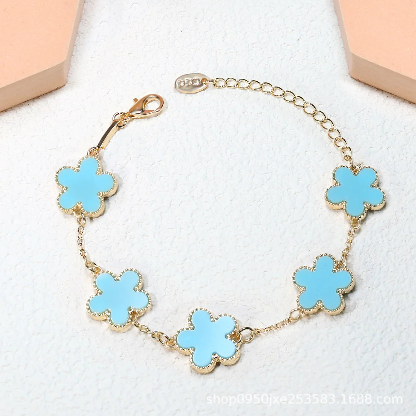 Double Sided Plant Five Leaf Plum Blossom Charm Bracelets for Women Girl Fashion Waterproof Clover Jewelry Best Friends Gifts