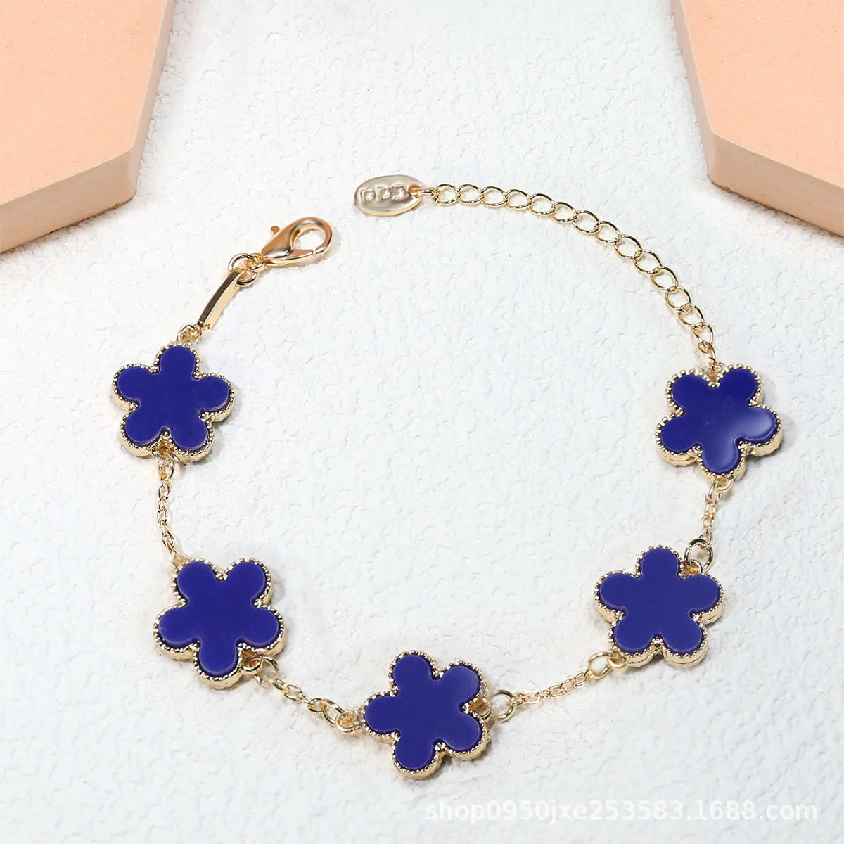 Double Sided Plant Five Leaf Plum Blossom Charm Bracelets for Women Girl Fashion Waterproof Clover Jewelry Best Friends Gifts