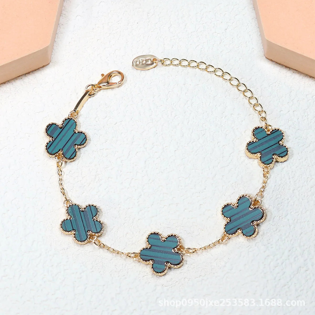 Double Sided Plant Five Leaf Plum Blossom Charm Bracelets for Women Girl Fashion Waterproof Clover Jewelry Best Friends Gifts
