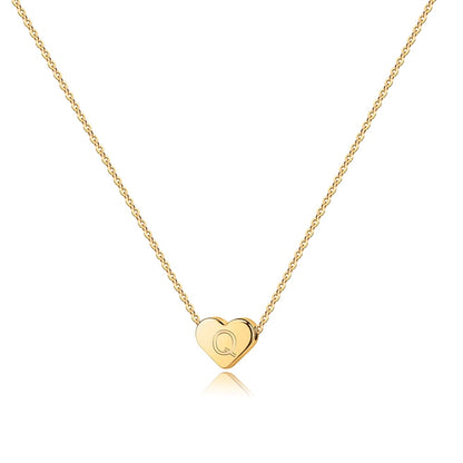 14k Gold Plated Initial Heart Necklace Handmade for Women Jewelry Gift