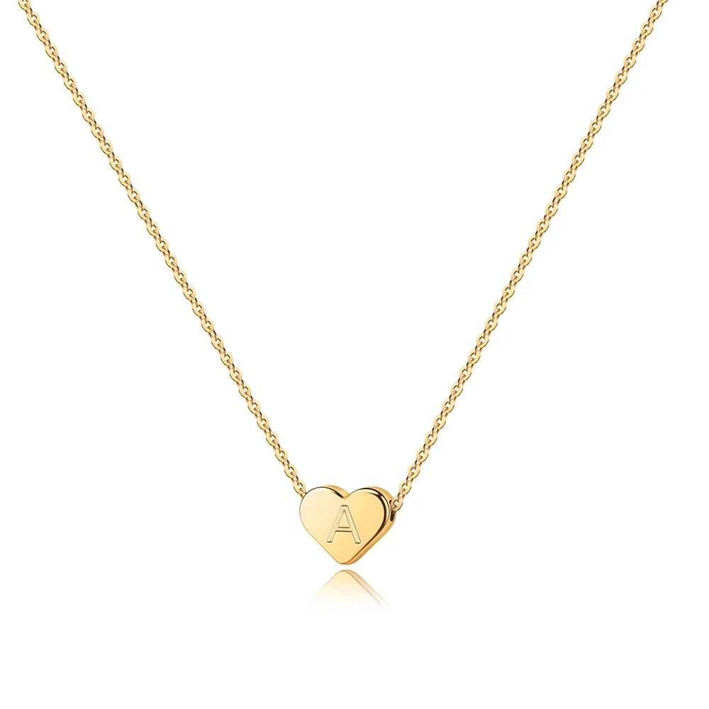 Dainty Heart Initial Necklace for Women Tiny Heart Birthday Jewelry Gifts